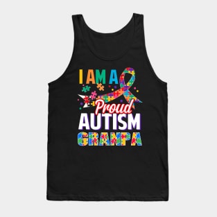 I Am A Proud Autism Grandpa Autism Awareness Ribbon Tank Top